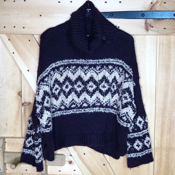 Free People Sweaters - free people | purple fuzzy cowl turtleneck sweater